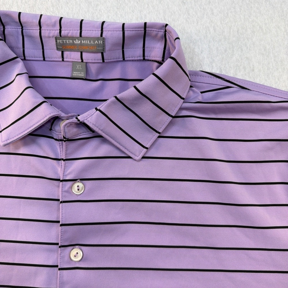 Peter Millar Sumer Comfort Men Golf Polo Shirt Stripe Sz XL Ocean Course CC Logo